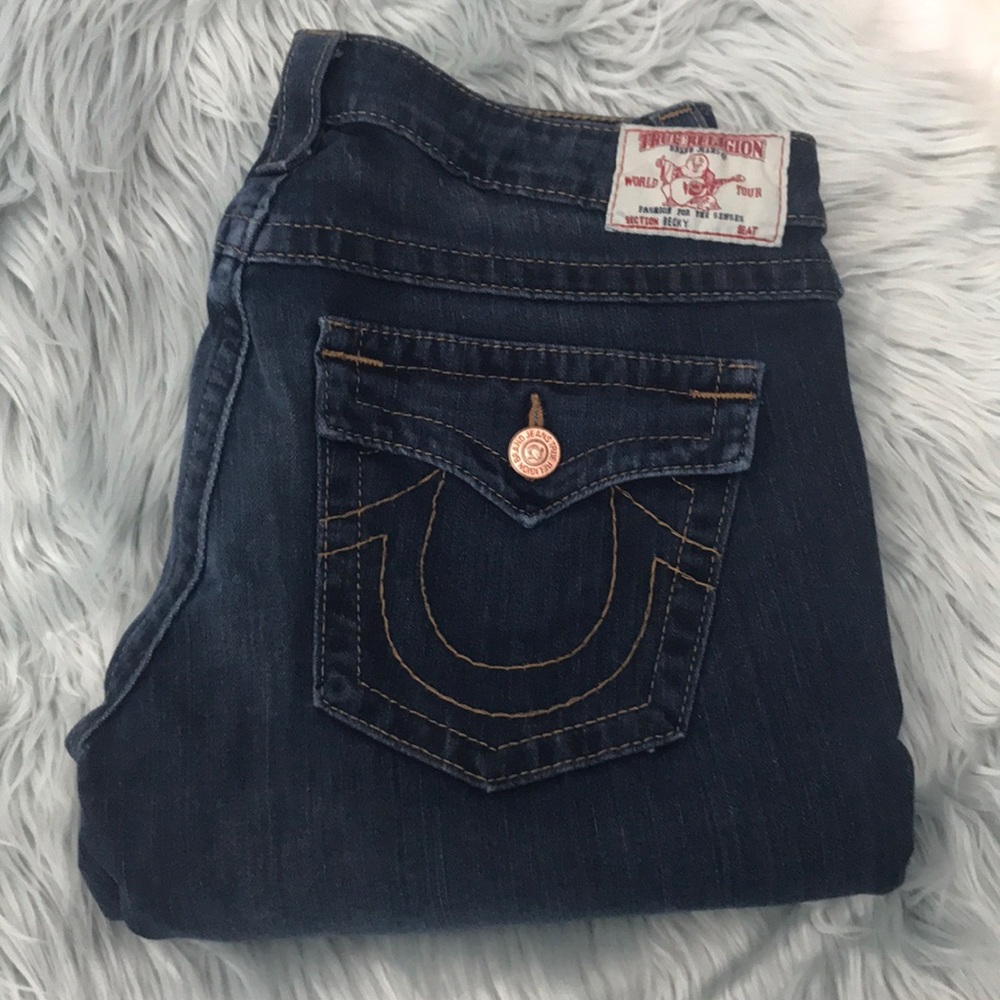 True Religion Becky dark wash flare jeans 31